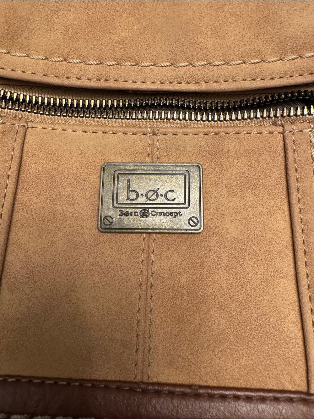 b.o.c. Two-Tone Tan and Dark Brown Faux-Leather Backpack - Picture 2 of 7